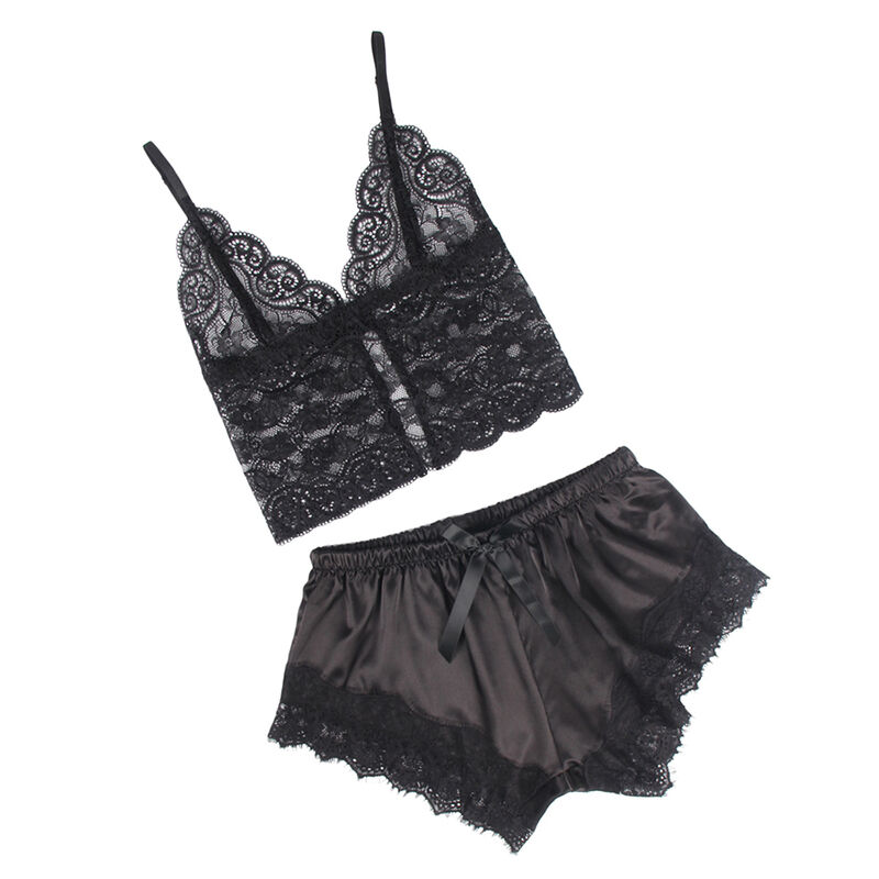 SUBBLIME - 953942 CASUAL SILK NIGHTGOWN + LACE PANTS BLACK L/XL - Image 3