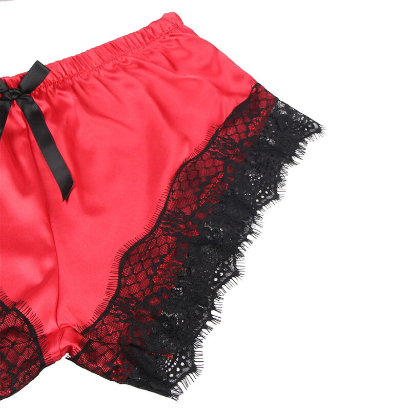 SUBBLIME - 953966 CASUAL SILK NIGHTGOWN + LACE PANTS BLACK/RED L/XL - Image 4