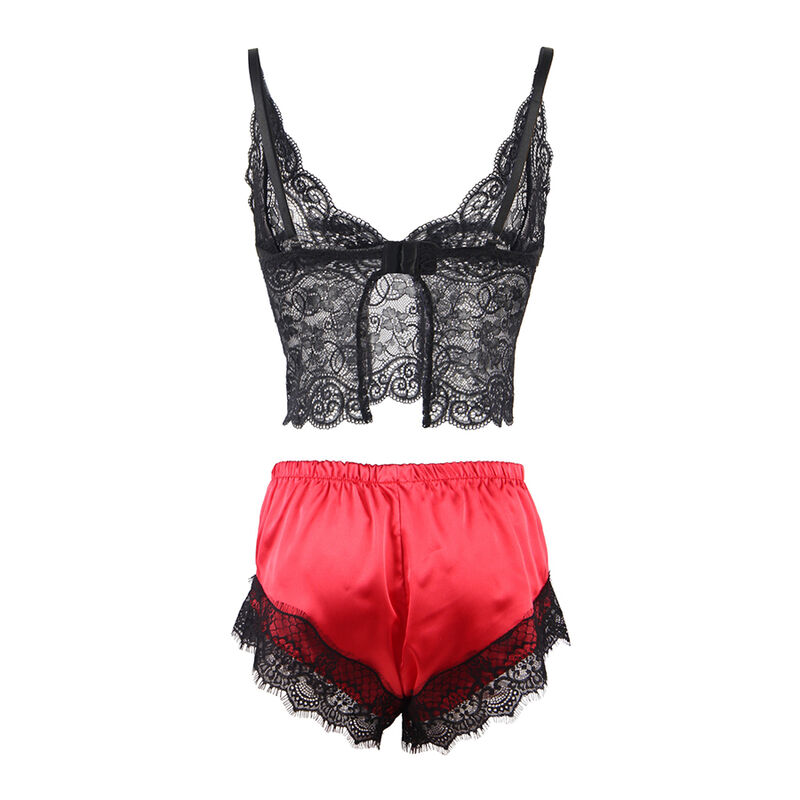 SUBBLIME - 953966 CASUAL SILK NIGHTGOWN + LACE PANTS BLACK/RED L/XL - Image 5