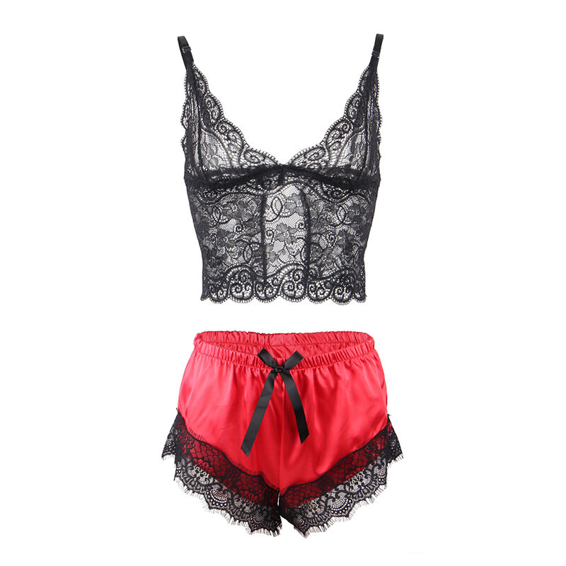 SUBBLIME - 953966 CASUAL SILK NIGHTGOWN + LACE PANTS BLACK/RED L/XL - Image 8