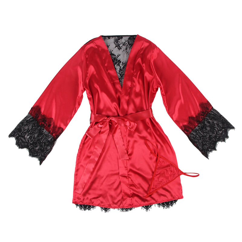 SUBBLIME - 954017 CANOTTIERA CON SCHIENA TRASPARENTE IN PIZZO + PERIZOMA ROSSO/NERO S/M - immagine 11