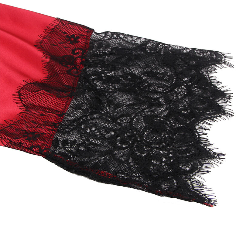 SUBBLIME - 954024 CARACO DOS TRANSPARENT EN DENTELLE + STRING ROUGE/NOIR L/XL – Image 6