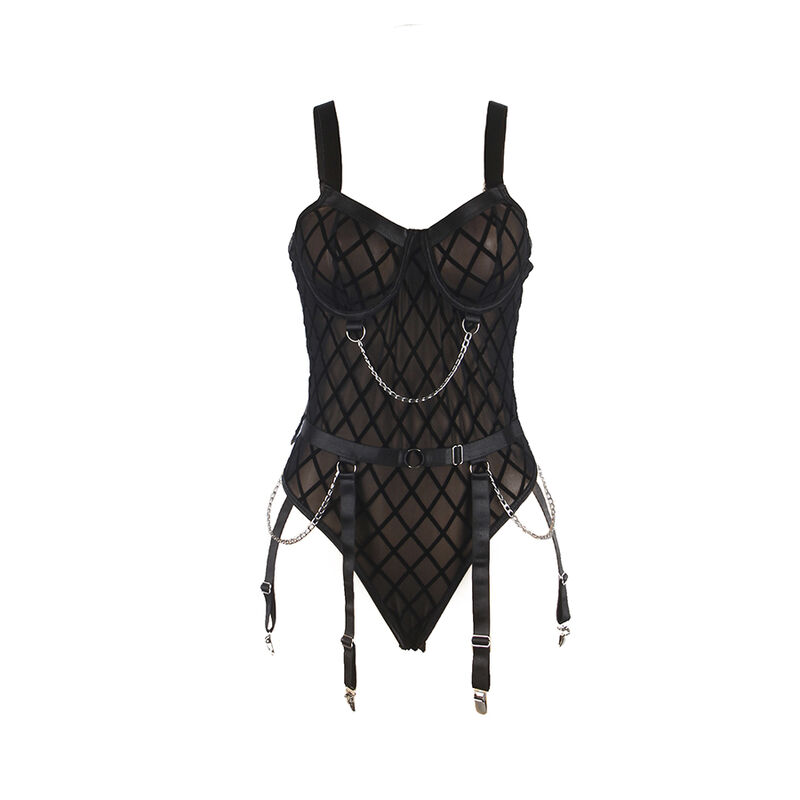 SUBBLIME - 954260 BODY WITH CHAINS + GARTER BELT BLACK S/M - Image 7