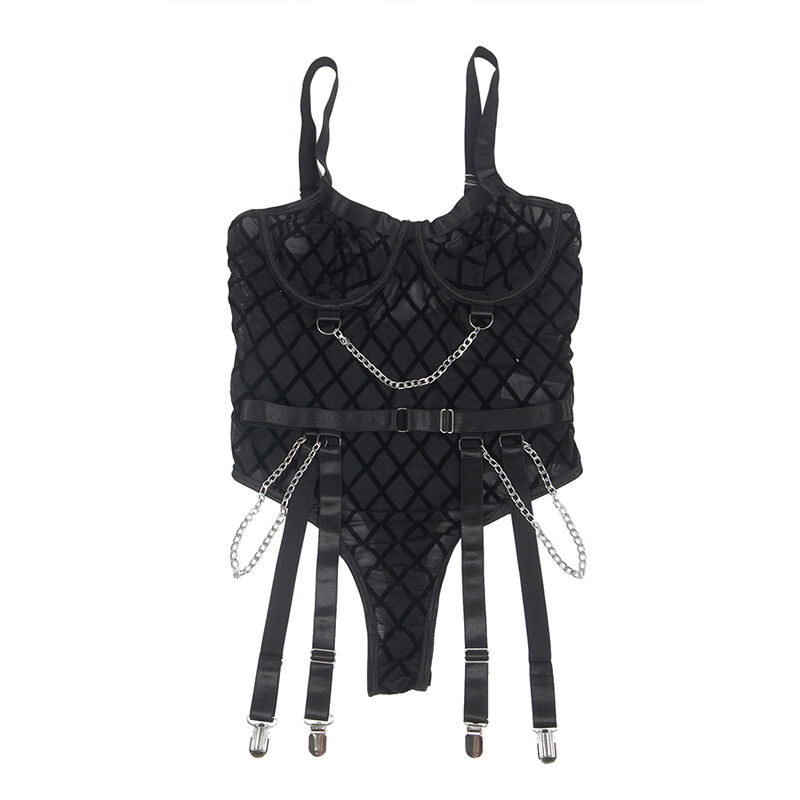 SUBBLIME - 954260 BODY WITH CHAINS + GARTER BELT BLACK S/M - Image 8