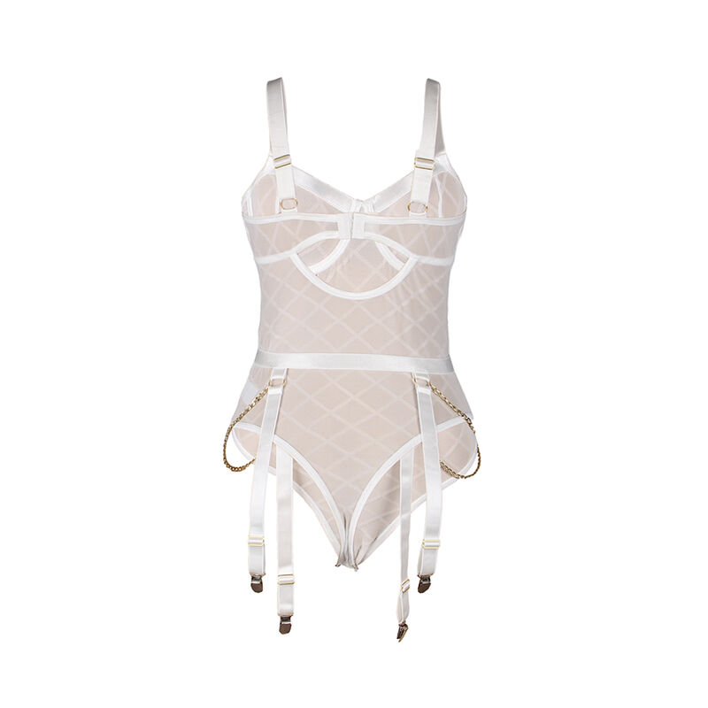 SUBBLIME - 954291 BODY MIT KETTEN + STRUMPFGÜRTEL WEISS L/XL – Bild 2