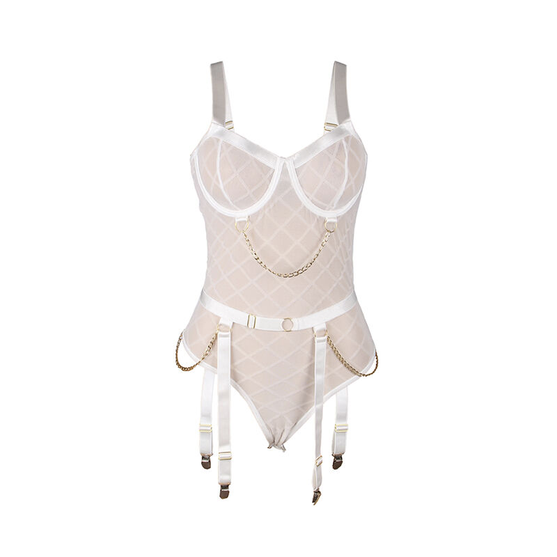 SUBBLIME - 954291 BODY MIT KETTEN + STRUMPFGÜRTEL WEISS L/XL – Bild 10