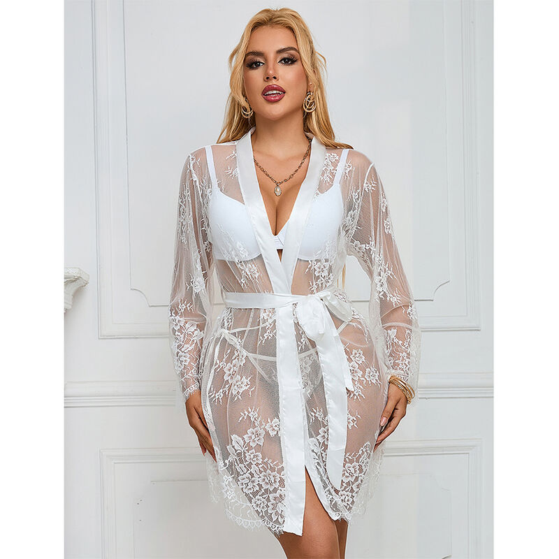 SUBBLIME - 954376 LONG SLEEVE NIGHTGOWN WITH FLORAL DESIGN WHITE L/XL - Image 2