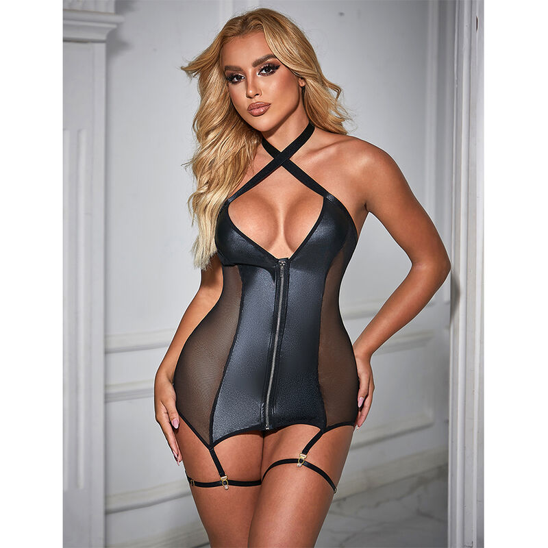 SUBBLIME - 954451 VESTIDO SEXY DE MALHA COURO PRETO L/XL - Image 2