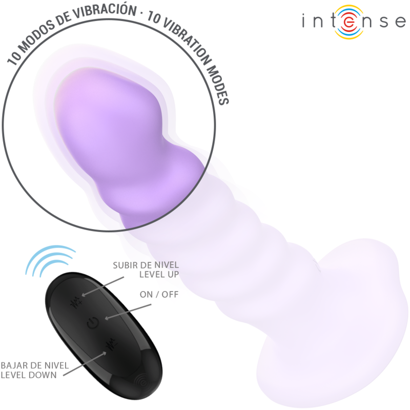 INTENSE - BRENDA VIBRATEUR TAILLE M DESIGN SPIRALE 10 VIBRATIONS VIOLET TÉLÉCOMMANDE – Image 3