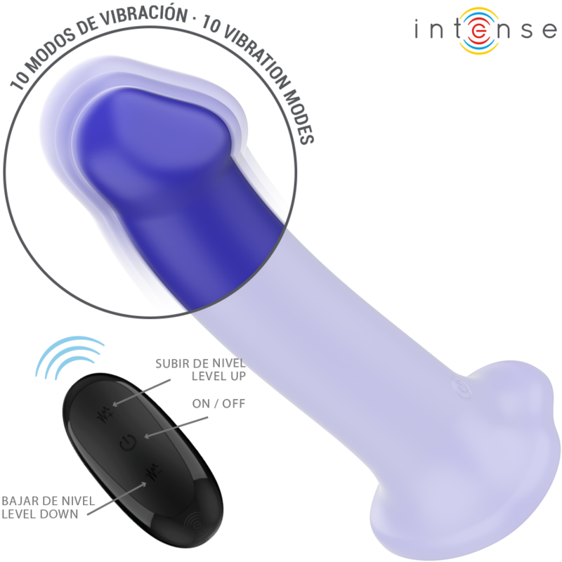 INTENSE - VICTORIA VIBRATEUR AVEC VENTOUSE 10 VIBRATIONS BLEU FONCÉ TÉLÉCOMMANDE – Image 3