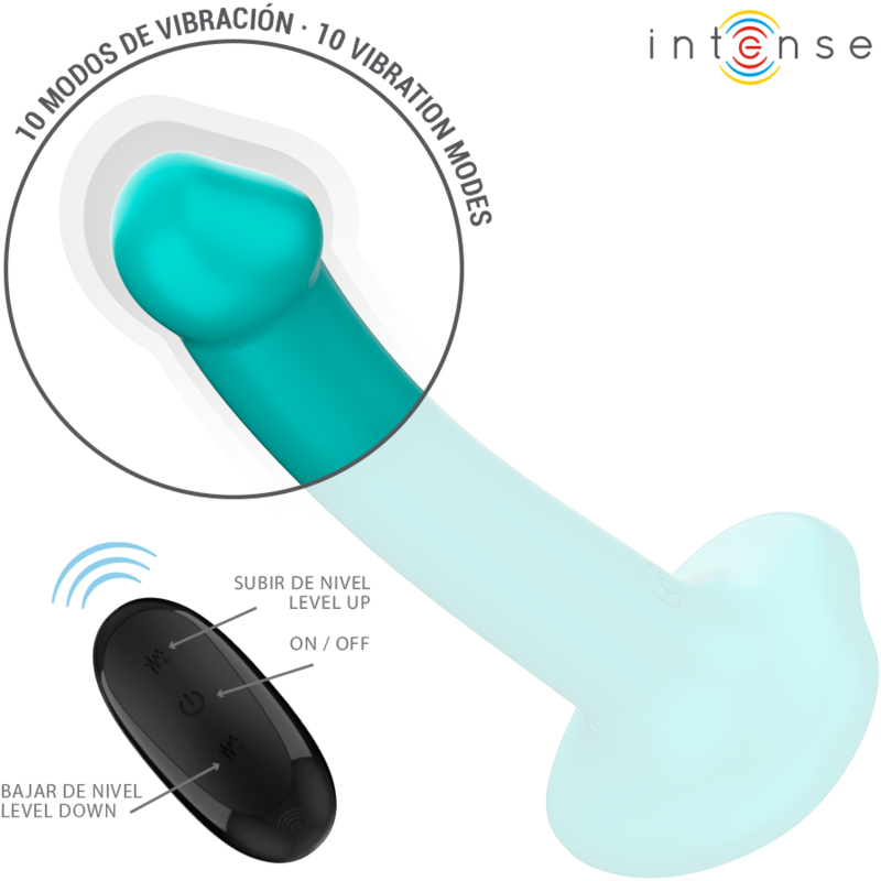 INTENSE - KATIE VIBRATEUR AVEC VENTOUSE 10 VIBRATIONS TÉLÉCOMMANDE BLEUE – Image 4