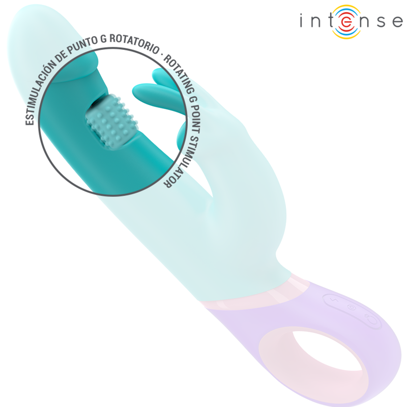 INTENSE - MONICA VIBRATEUR RABBIT AVEC STIMULATEUR DE POINT G ROTATIF BLEU – Image 4