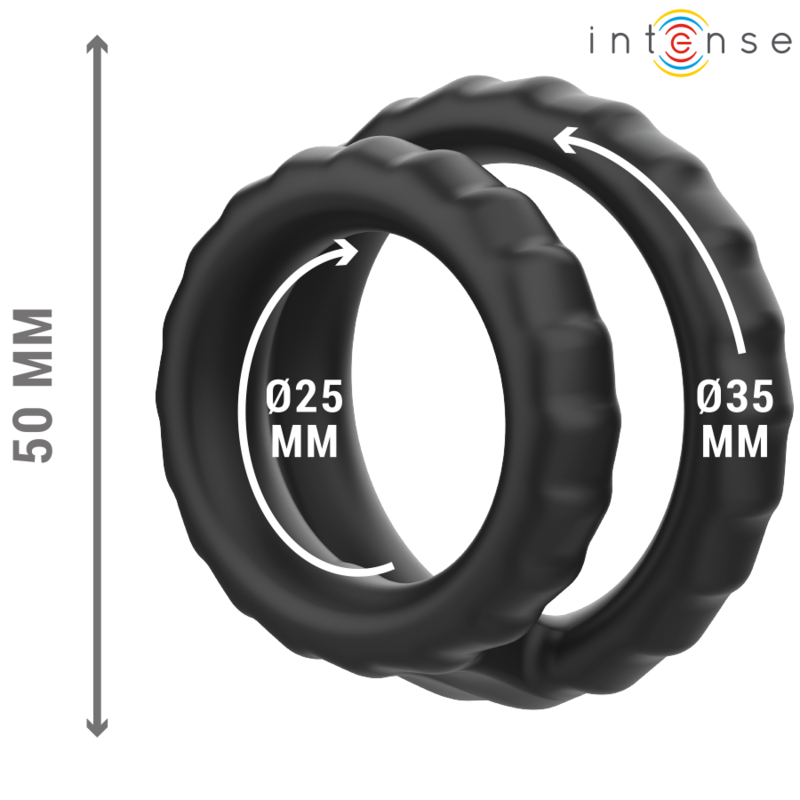 INTENSE - DEWEY ANNEAU PÉNIS DOUBLE SILICONE NOIR MODÈLE 2 – Image 3