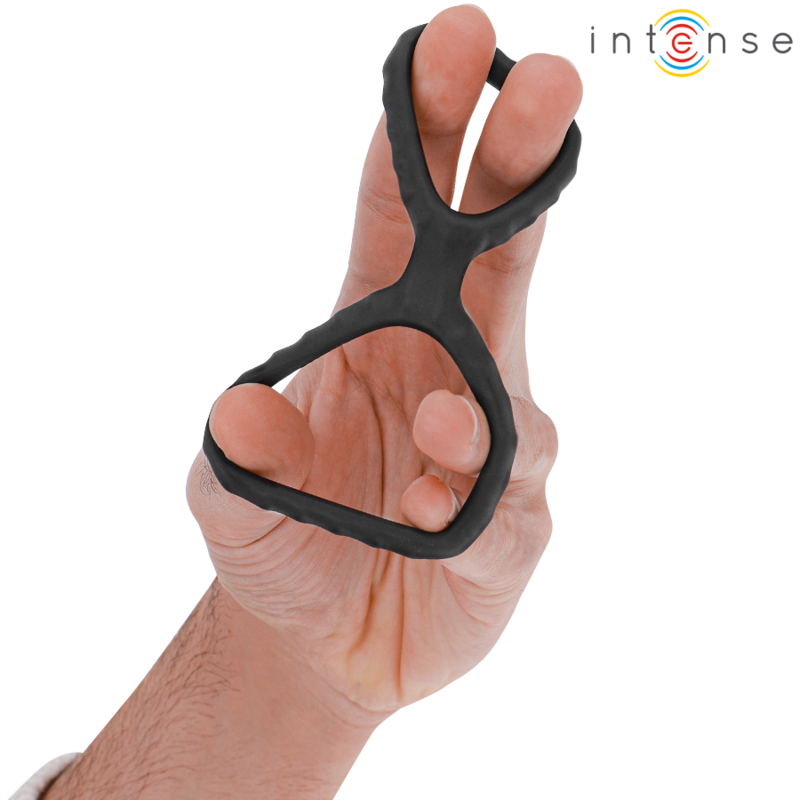 INTENSE - DEWEY ANNEAU PÉNIS DOUBLE SILICONE NOIR MODÈLE 2 – Image 4