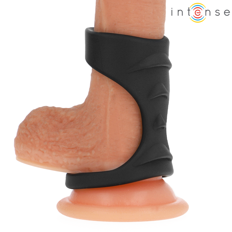 INTENSE - THEO ANNEAU PÉNIS DOUBLE SILICONE NOIR MODÈLE 3 – Image 2