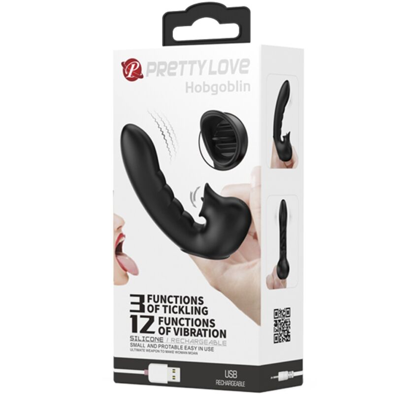 PRETTY LOVE - HOBGOBLIN BOÎTE À DOIGTS VIBRANTS 12 VIBRATIONS + STIMULATEUR DE CLITORIS NOIR – Image 5