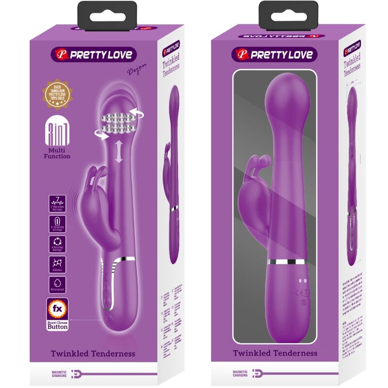 PRETTY LOVE - VIBRATEUR LAPIN MULTIFONCTION 3 EN 1 DEJON VIOLET – Image 7