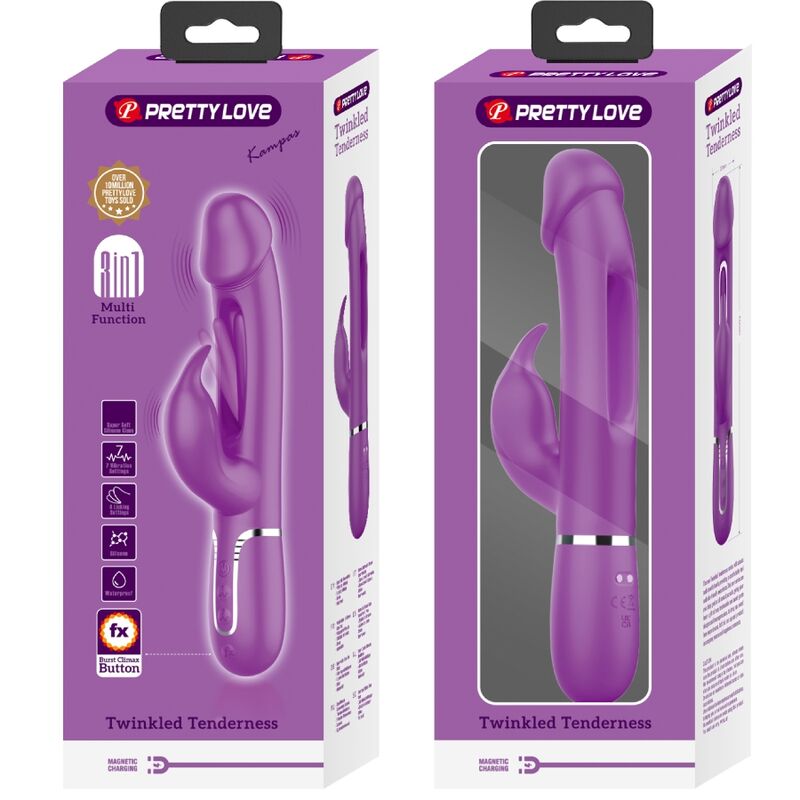 PRETTY LOVE - KAMPAS VIBRATEUR LAPIN MULTIFONCTION 3 EN 1 VIOLET – Image 6