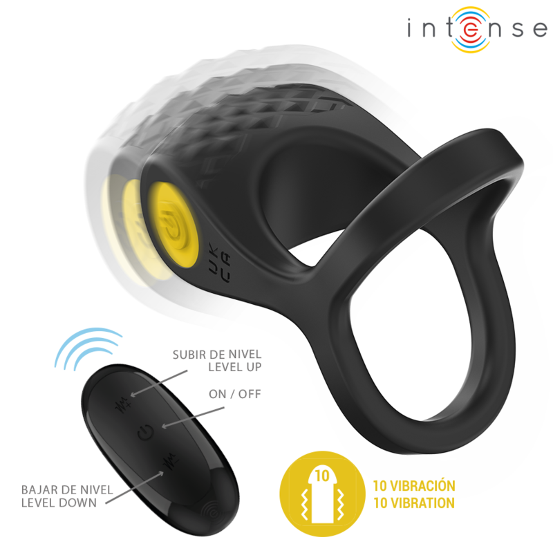 INTENSE - ALEX VIBRATEUR DOUBLE ANNEAU PÉNIS 10 VIBRATIONS NOIR – Image 5