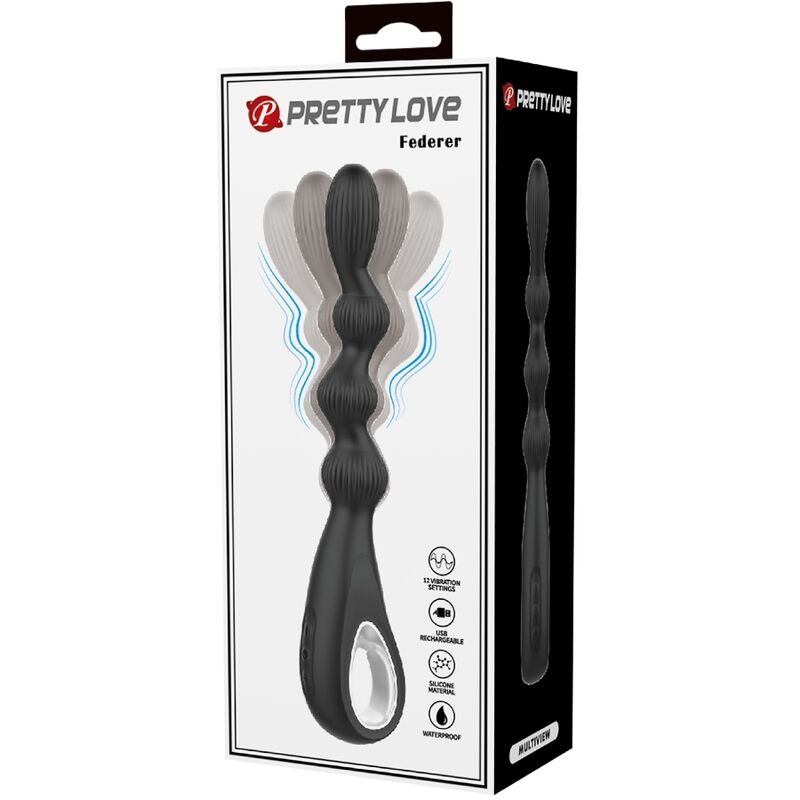 PRETTY LOVE - VIBRATEUR ANAL FEDERER 12 VIBRATIONS NOIR – Image 7