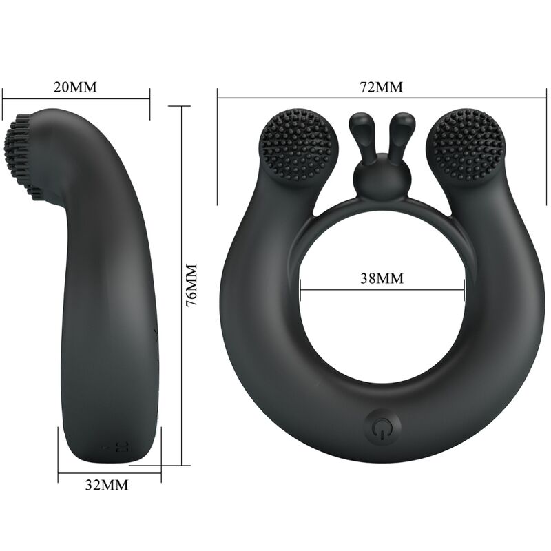 PRETTY LOVE - ANNEAU VIBRANT DAHLIA + STIMULATEUR DE CLITORIS 12 VIBRATIONS NOIR – Image 4