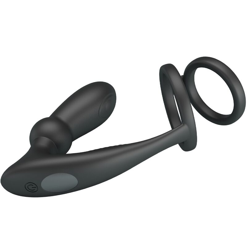 PRETTY LOVE - EMONI ANILLO PENE + PLUG ANAL 12 VIBRACIONES NEGRO - Imagen 6
