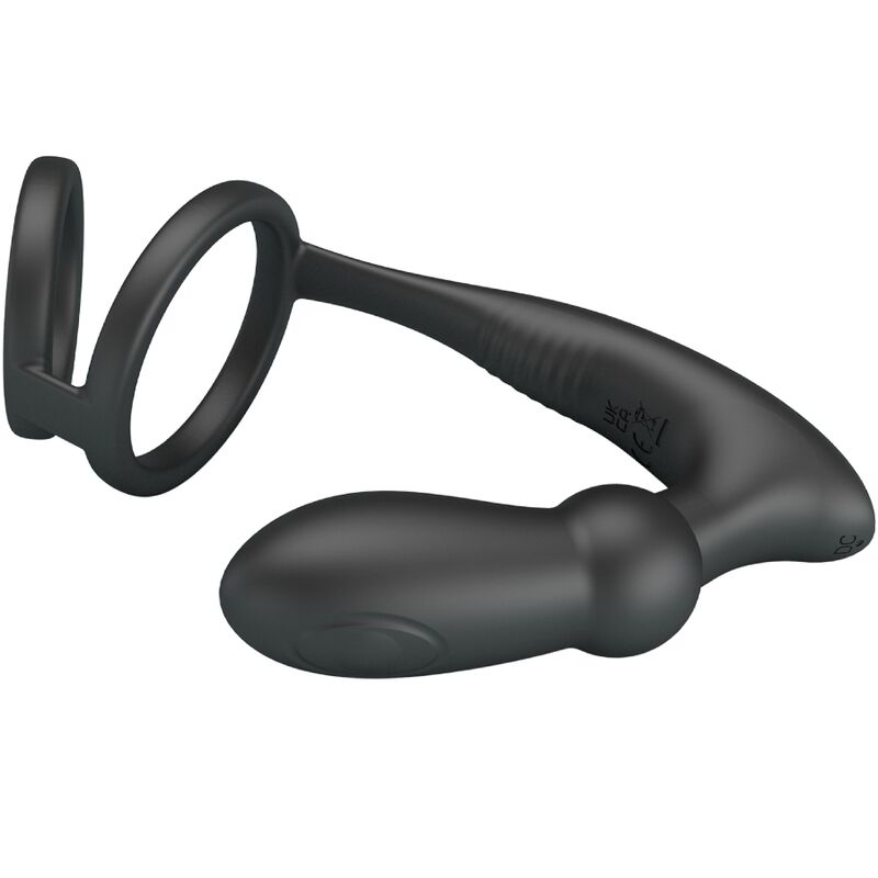 PRETTY LOVE - EMONI ANILLO PENE + PLUG ANAL 12 VIBRACIONES NEGRO - Imagen 5