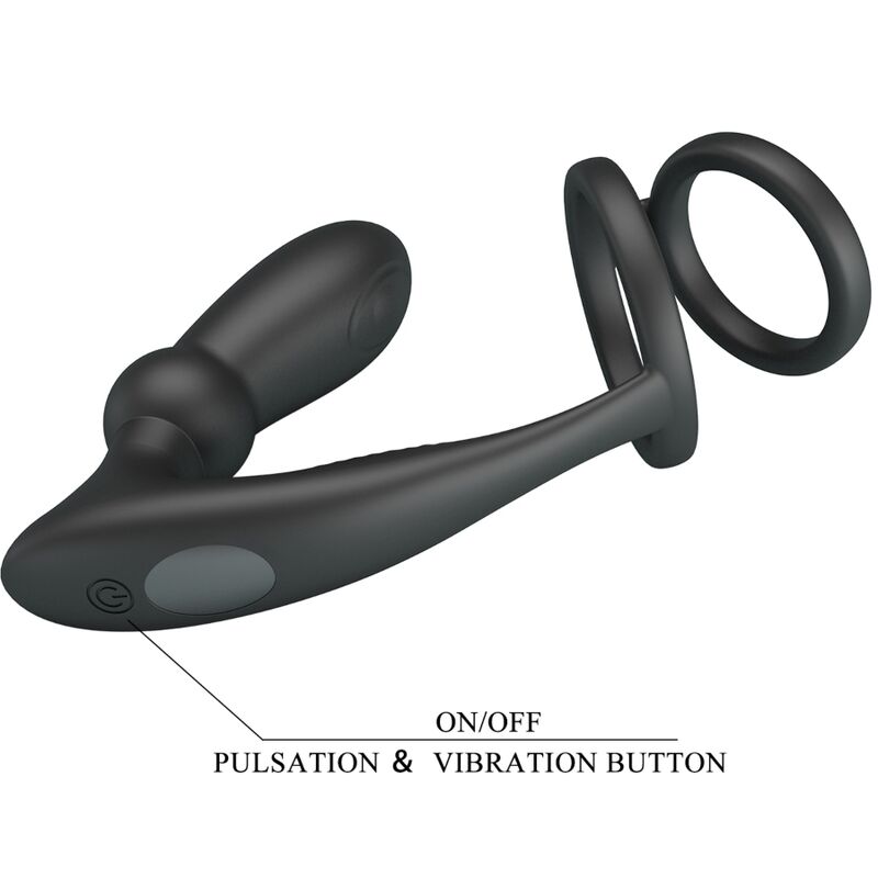 PRETTY LOVE - EMONI ANILLO PENE + PLUG ANAL 12 VIBRACIONES NEGRO - Imagen 2