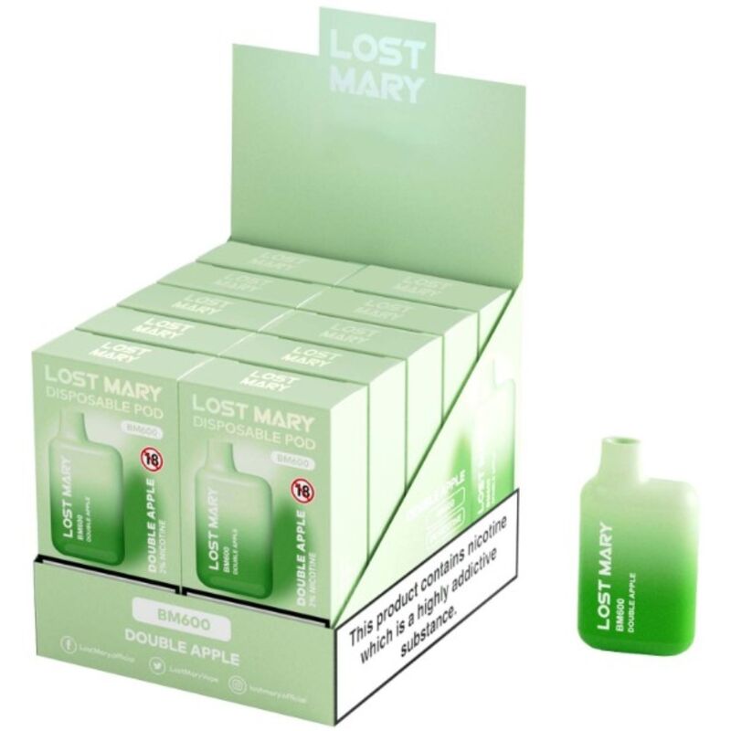 LOST MARY - BM600 NICOTINE VAPER 2% EINWEG DOPPELTER APFEL – Bild 2