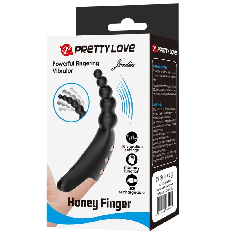 PRETTY LOVE - JORDIN VIBRADOR DE DEDO 10 VIBRACIONES NEGRO - Imagen 4