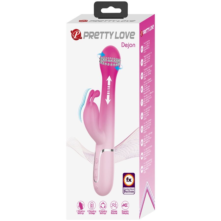 PRETTY LOVE - VIBRATEUR LAPIN MULTIFONCTION 3 EN 1 DEJON ROSE – Image 3