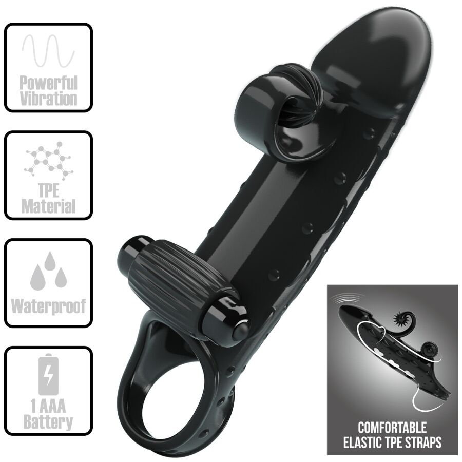 ROMANCE - FUNDA PARA PENE CON VIBRACIÓN NEGRO - Imagen 8
