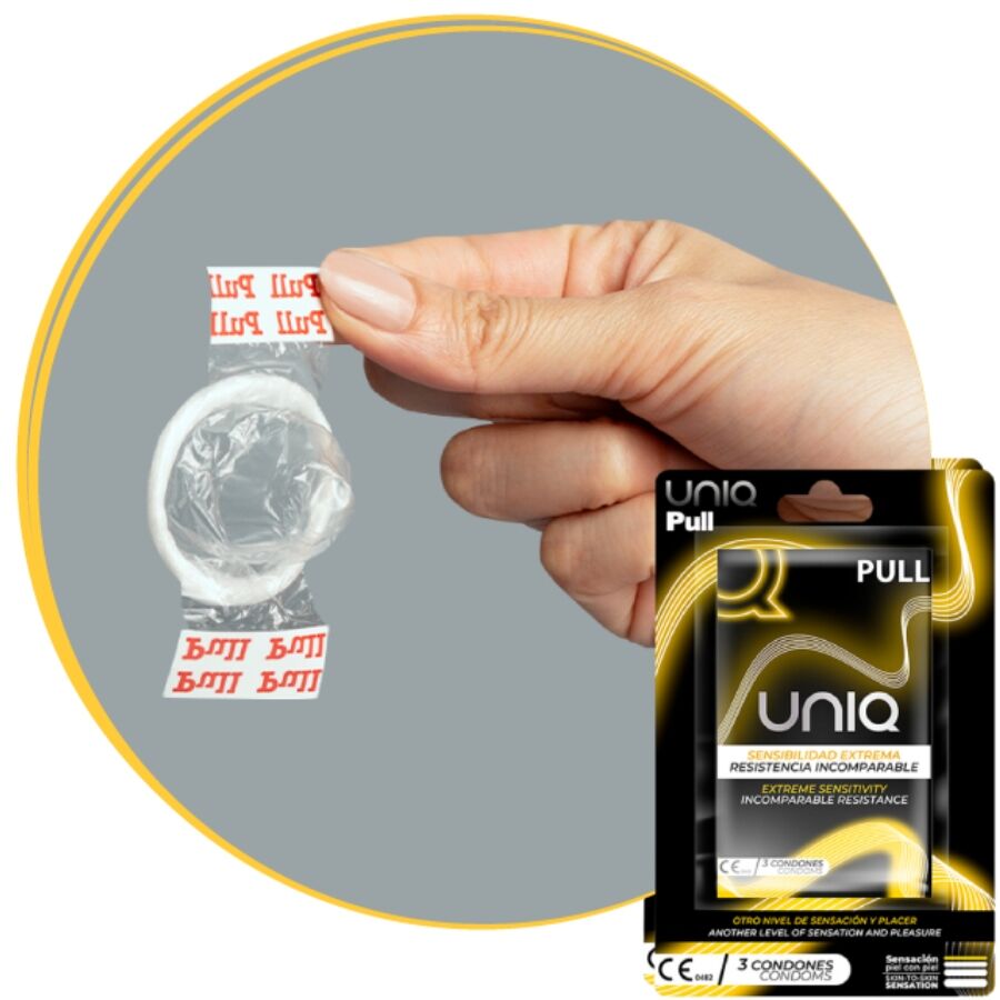 UNIQ - PULL PRESERVATIVOS CON TIRAS SIN LÁTEX 3 UNIDADES - Imagen 2