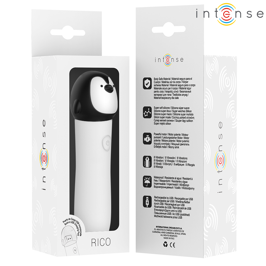 INTENSE - RICO BALA VIBRADORA PINGÜINO RECARGABLE USB 10 X 2.2 CM - Imagen 6
