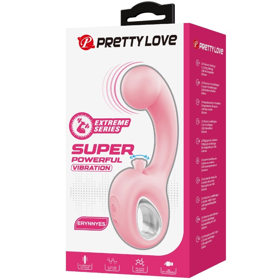 PRETTY LOVE - VIBRATEUR POINT G + STIMULATEUR DE CLITORIS ERYNNYES 10 VIBRATIONS ROSE – Image 5