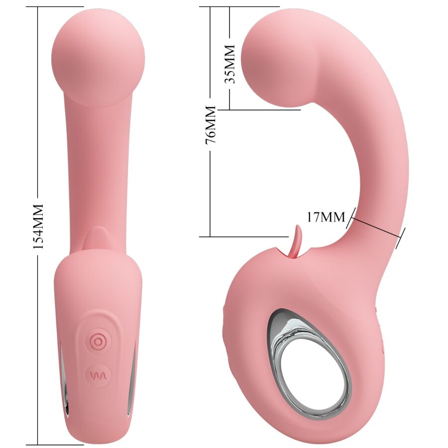 PRETTY LOVE - VIBRATEUR POINT G + STIMULATEUR DE CLITORIS ERYNNYES 10 VIBRATIONS ROSE – Image 6