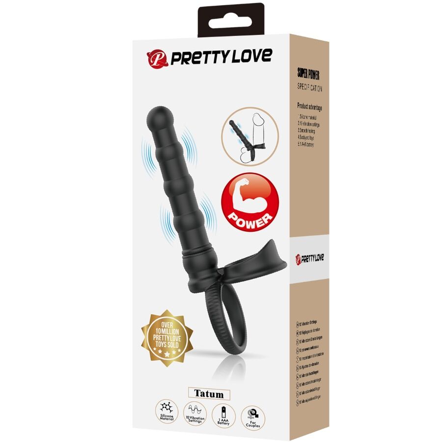 PRETTY LOVE - ANNEAU PÉNIS VIBRANT TATUM AVEC PLUG 10 VIBRATIONS NOIR – Image 3