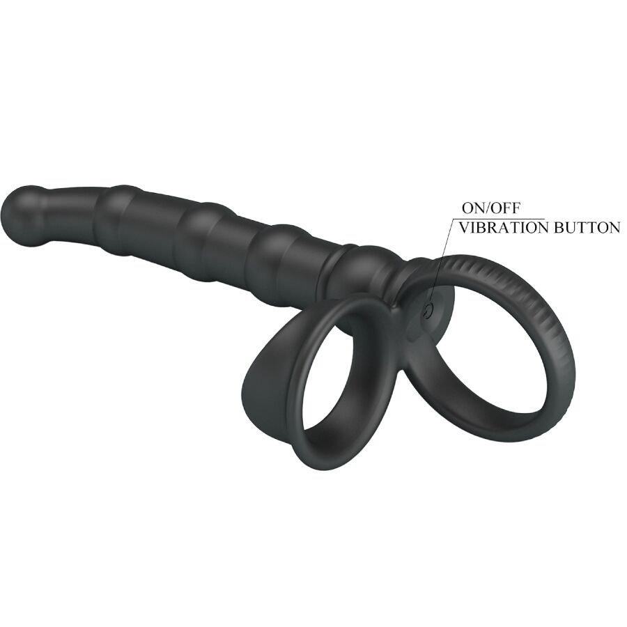 PRETTY LOVE - ANNEAU PÉNIS VIBRANT TATUM AVEC PLUG 10 VIBRATIONS NOIR – Image 6