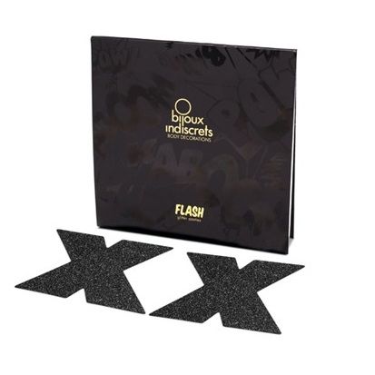 BIJOUX - INDISCRETS FLASH CROSS BLACK NIPPLE CAPS - Image 3
