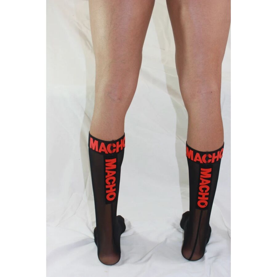 MACHO - DÜNNE SOCKEN EINHEITSGRÖSSE SCHWARZ/ROT – Bild 5