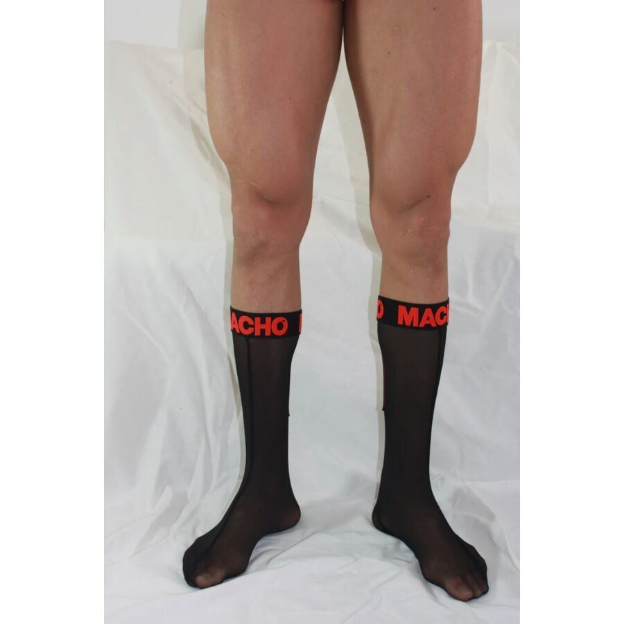 MACHO - DÜNNE SOCKEN EINHEITSGRÖSSE SCHWARZ/ROT – Bild 4