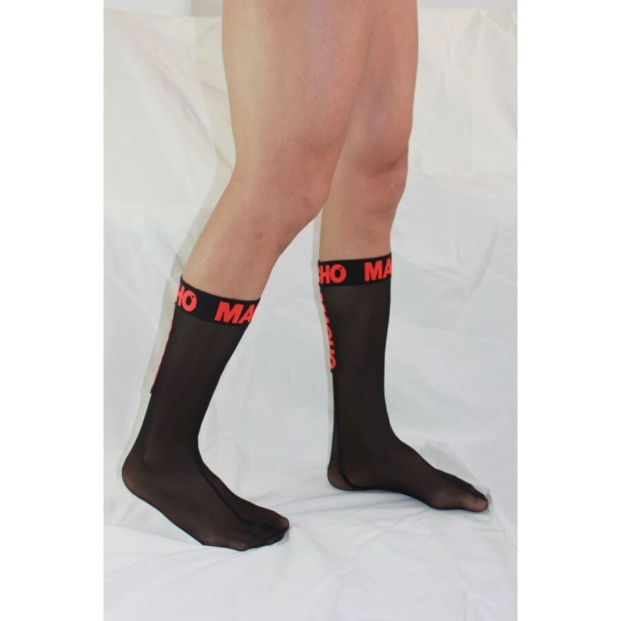 MACHO - DÜNNE SOCKEN EINHEITSGRÖSSE SCHWARZ/ROT – Bild 6