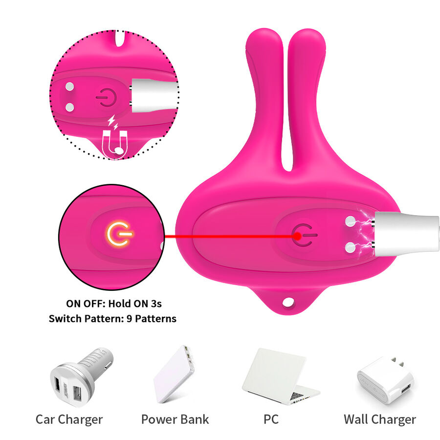 ARMONY - RABBIT SHAPE VIBRATION MAGNETIC NIPPLE CLAMPS PINK - Image 11