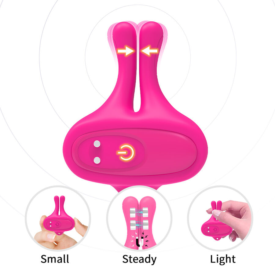 ARMONY - RABBIT SHAPE VIBRATION MAGNETIC NIPPLE CLAMPS PINK - Image 3