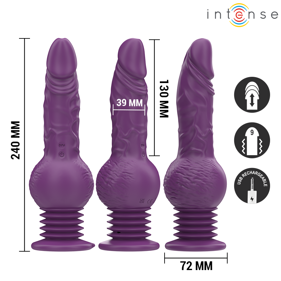 INTENSE - VIBRATEUR MULTIFONCTION TATUM AVEC VIBRATION DE HAUT EN BAS 24 CM VIOLET – Image 2