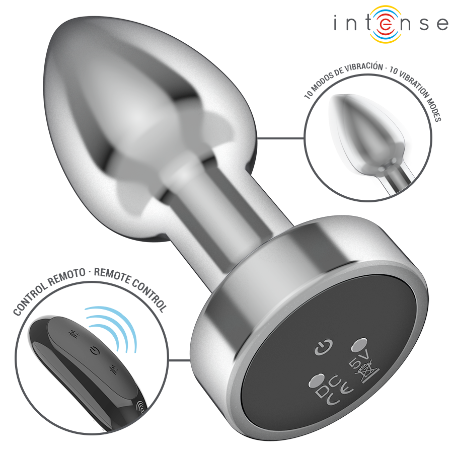 INTENSE - PLUG ANALE 10 VIBRAZIONI METALLO CON TELECOMANDO S - immagine 2