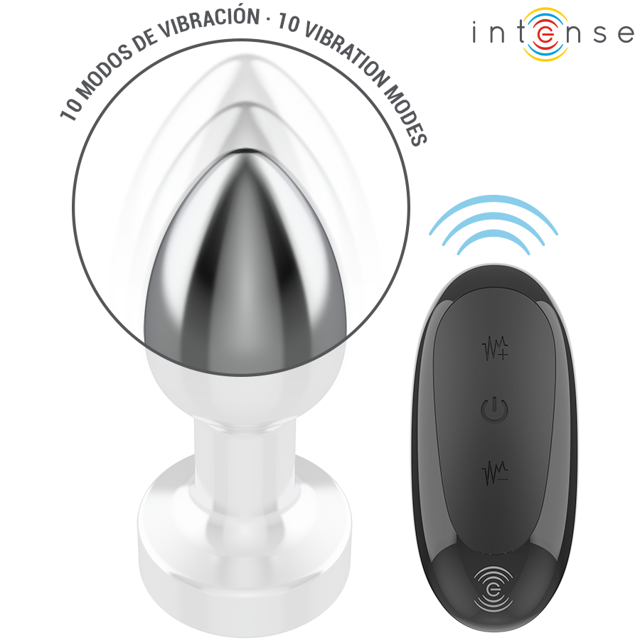 INTENSE - PLUG ANALE 10 VIBRAZIONI METALLO CON TELECOMANDO S - immagine 3