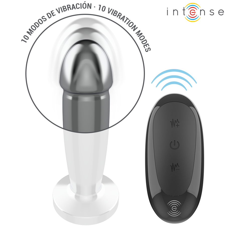 INTENSE - ANAL PLUG 10 VIBRATIONS METAL DILDO WITH REMOTE CONTROL S - Image 5