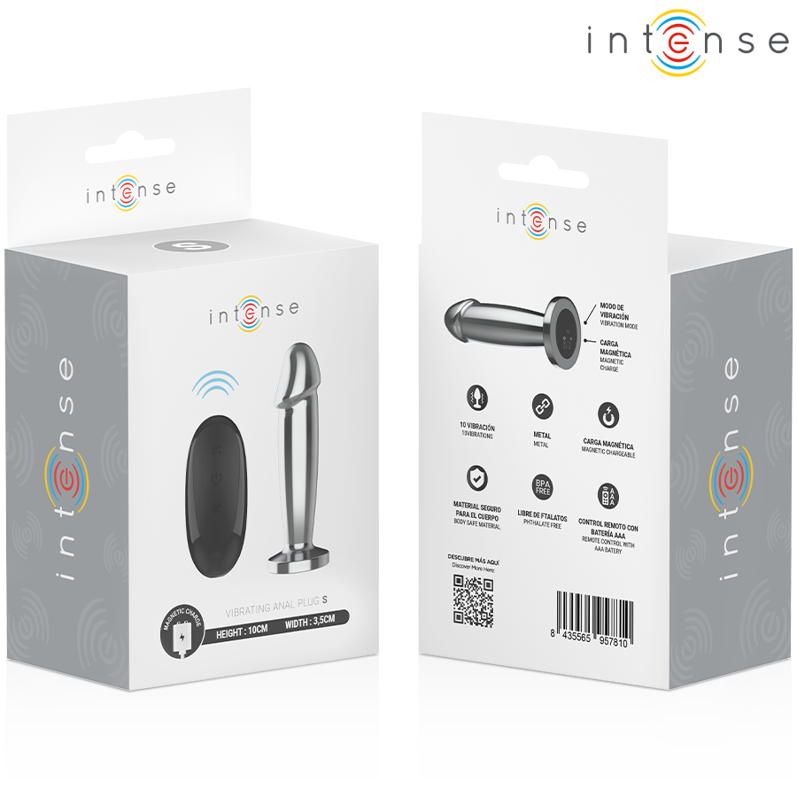 INTENSE - ANAL PLUG 10 VIBRATIONS METAL DILDO WITH REMOTE CONTROL S - Image 3