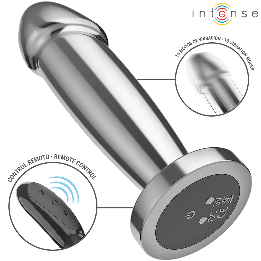 INTENSE - ANAL PLUG 10 VIBRATIONS METAL DILDO WITH REMOTE CONTROL S - Image 4